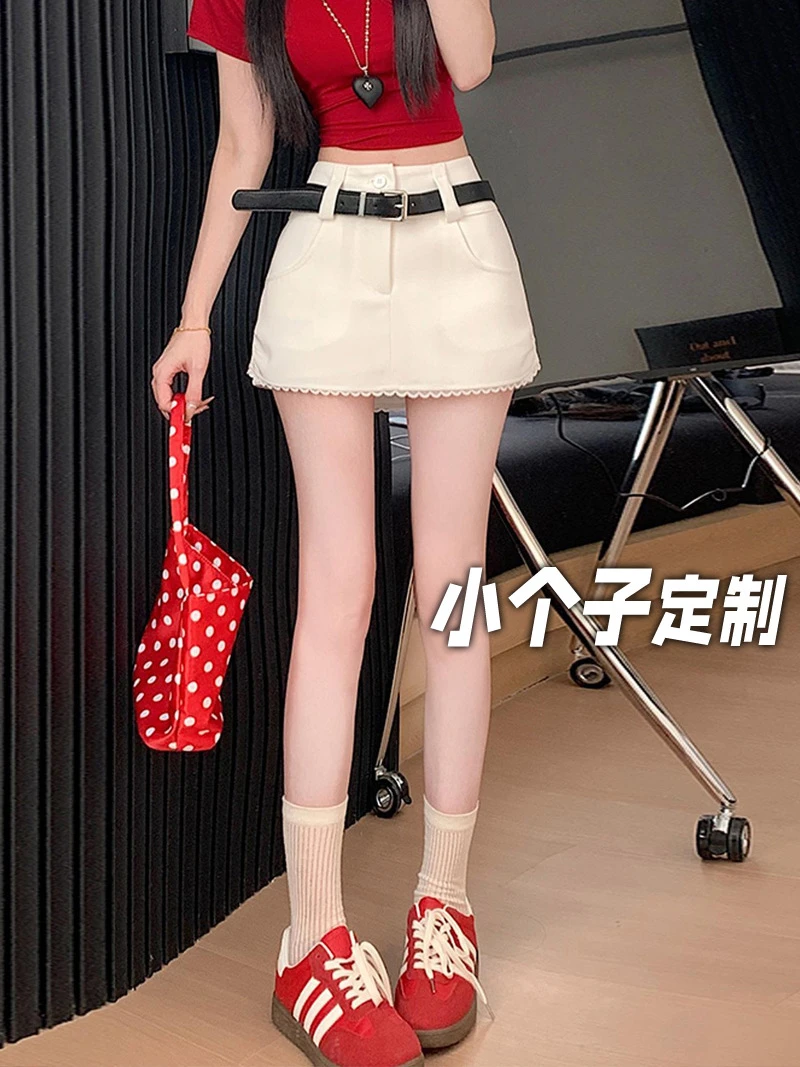 150小矮个子蕾丝花边半身裙女秋气质高腰a字辣妹包臀超短裙xs显高