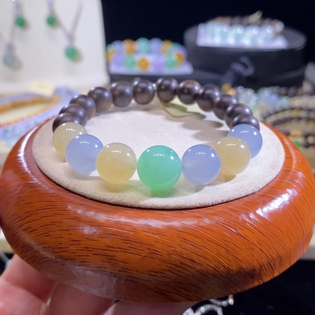 翡翠未镶嵌手串糖果色手串