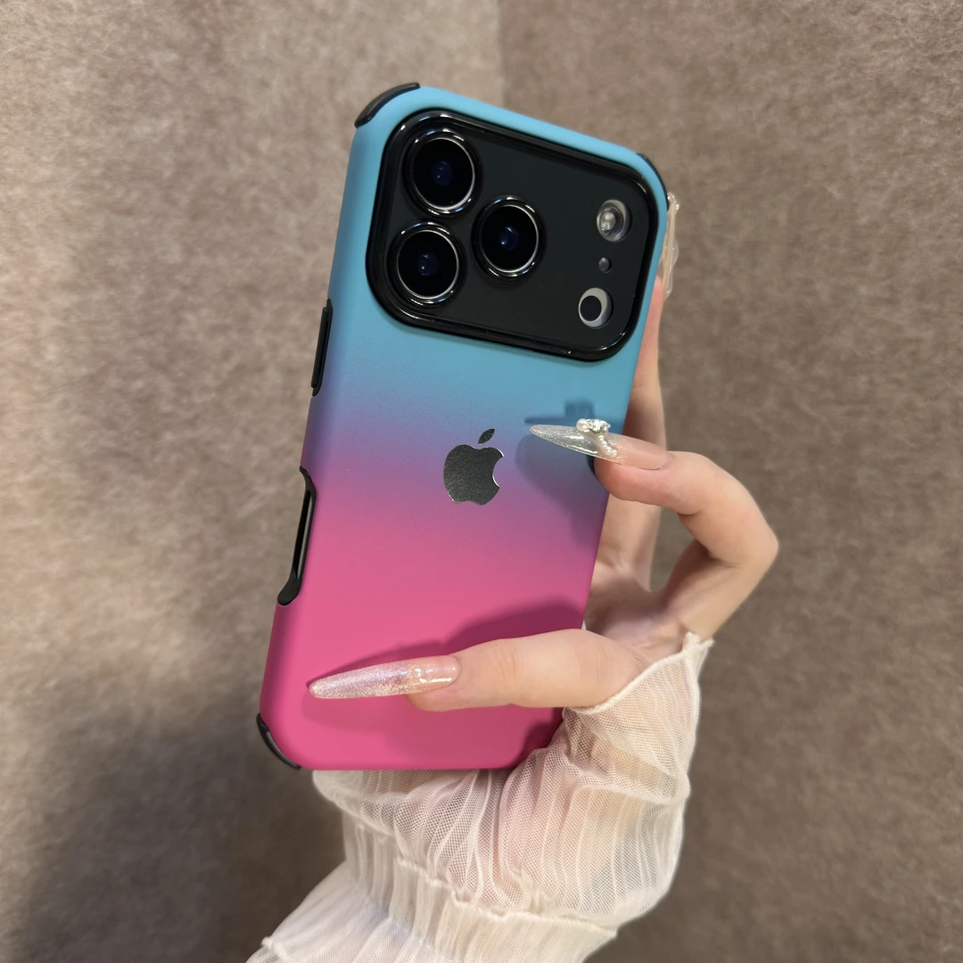 渐变晕染适用苹果17promax防摔手机壳iPhone16小众15女款14情侣13