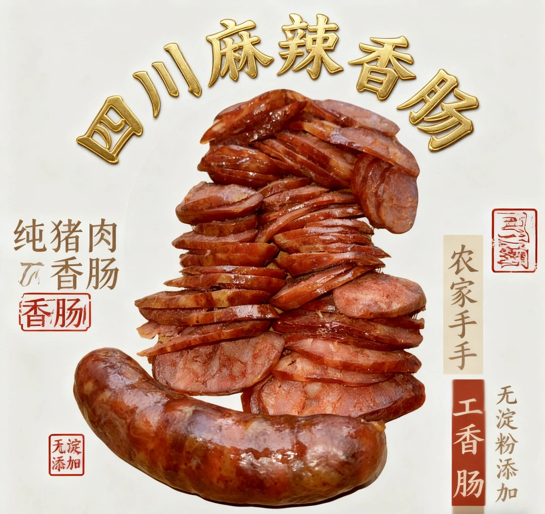 正宗川味香肠麻辣香肠腊肠农家手工灌制四川腊味麻辣纯猪肉肠