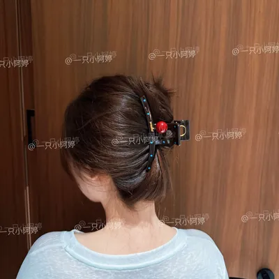 高版本 韩系波点元素红豆百搭少女感时尚后脑勺发夹抓夹 S-3