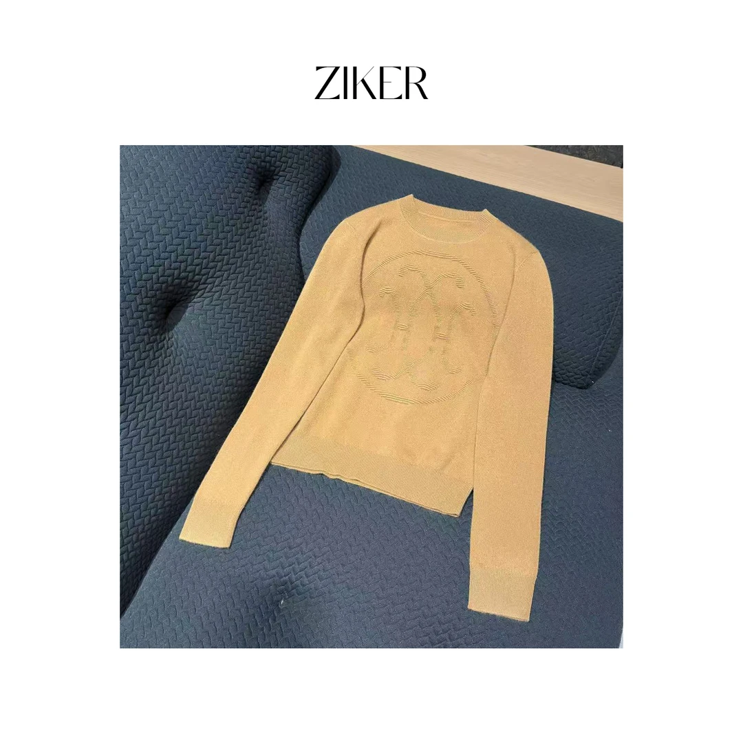 ZIKER｜“新奥羊绒”25春款立体提花刺绣100%羊绒套头衫
