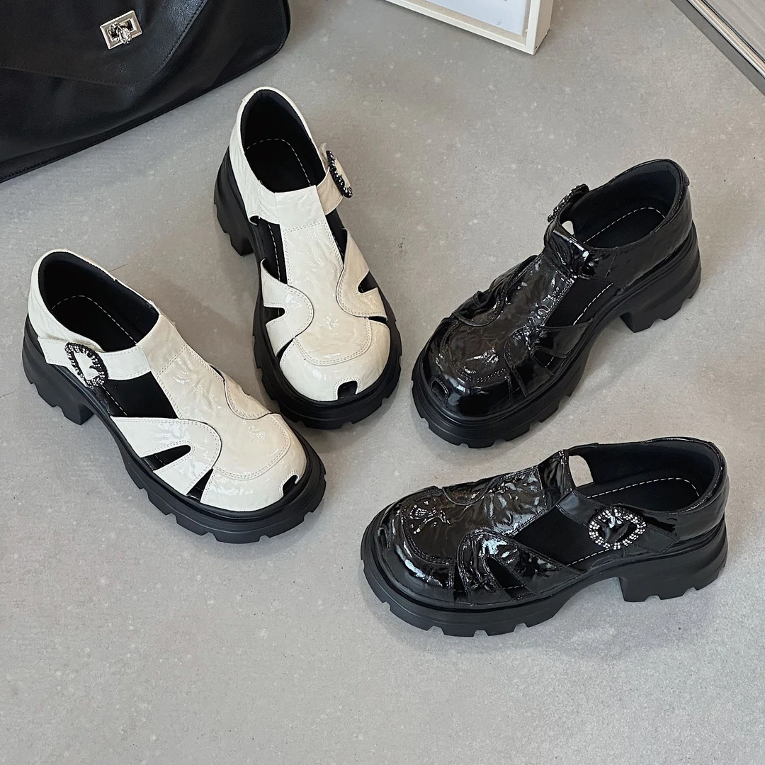 【欧货新品】夏季新款复古港风休闲百搭厚底时尚包头凉鞋高跟