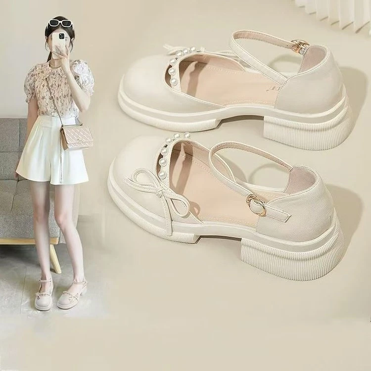 玛丽珍女鞋2025新款夏季法式小皮鞋平底单鞋仙女风配裙子包头凉鞋