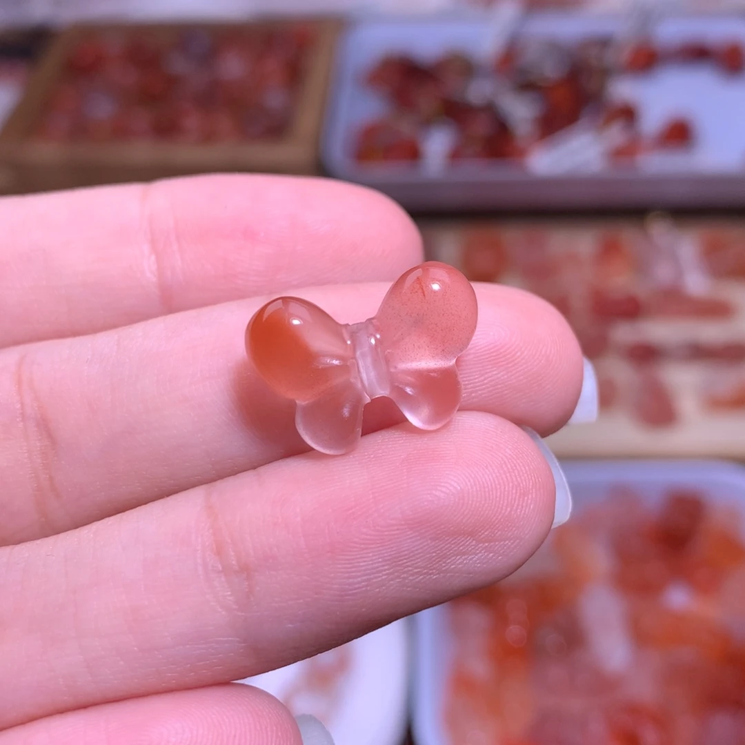 南红玛瑙未镶嵌珠宝半成品蝴蝶结