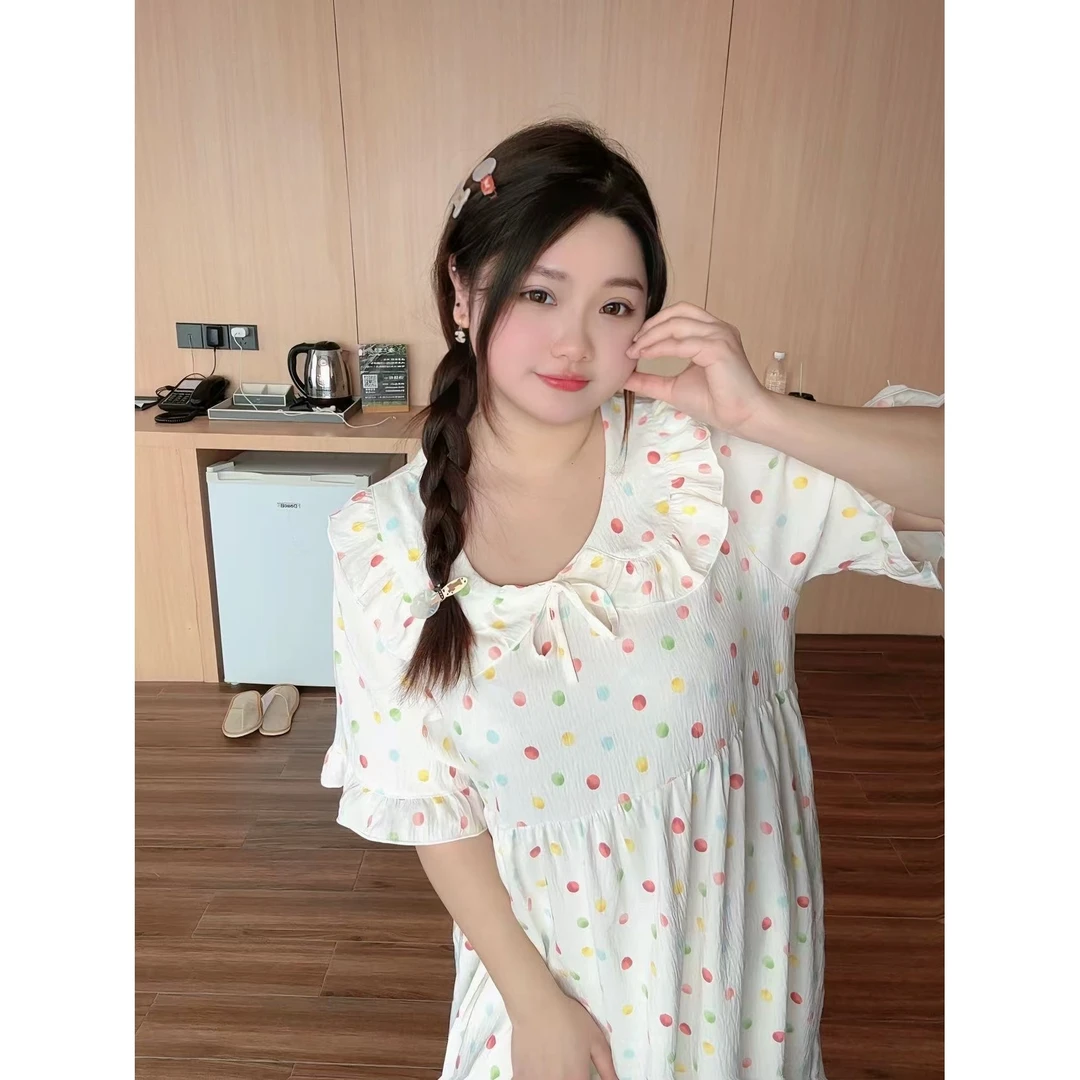 福饮沸别【可爱猫咪】大码胖mm夏季宽松舒服卡通睡衣家居服3302