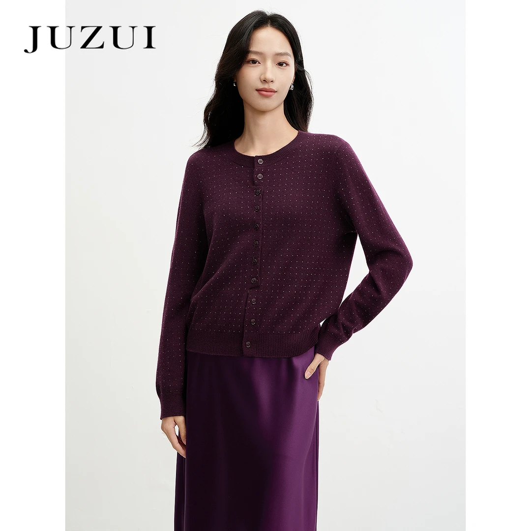 (JUZUI)通勤休闲圆领100%羊毛衫女2026春季新款JWGC30605