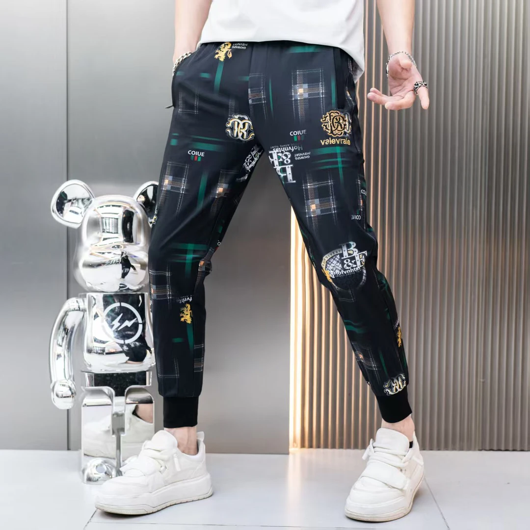 夏季新款高端定制男士薄款个性时尚休闲百搭运动束脚裤修身