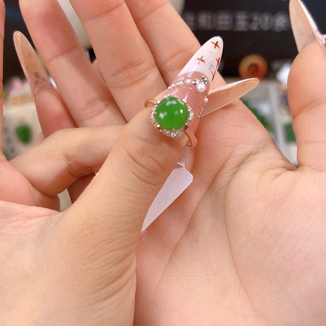 和田玉银S925镶嵌戒指sj