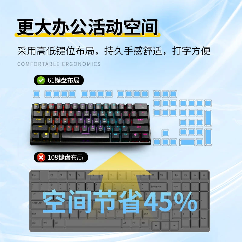 游戏侠键盘 办公游戏家用有线键盘电竞桌搭键盘方便迷你发光版本