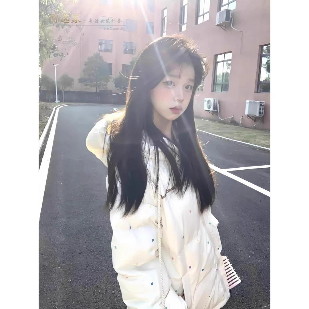 学院风可拆卸小熊可爱棉服外套女冬季加厚保暖可爱波点面包服棉衣