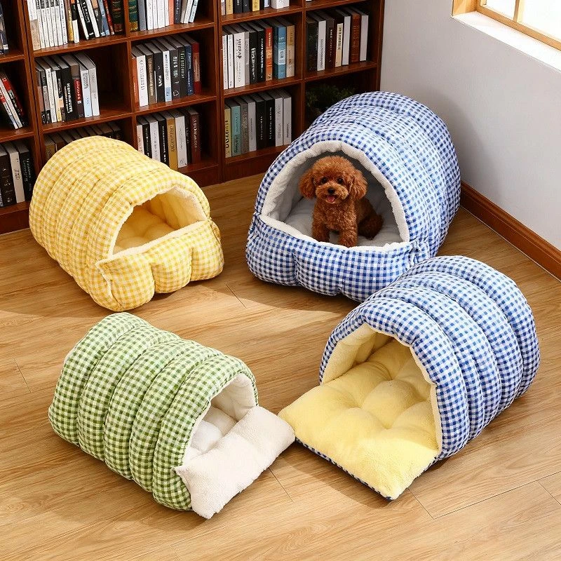 宠物窝冬季加厚保暖半封闭安全感冬用多功能猫窝狗窝保暖式家用ww