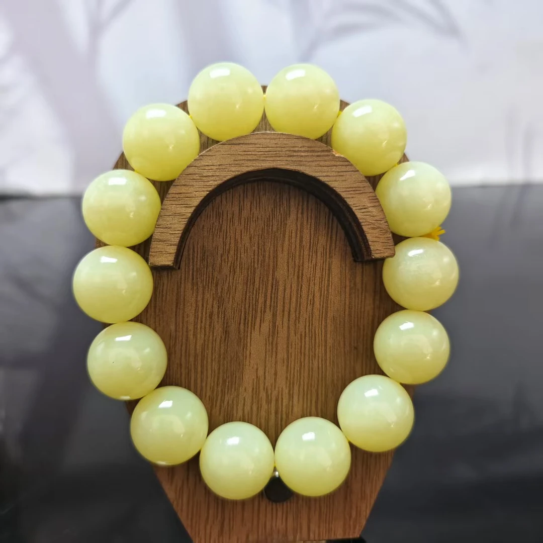 Z和田玉黄口圆珠手串（卡16）0352