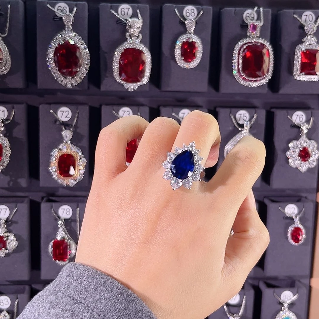 戒指蓝宝石银S925镶嵌