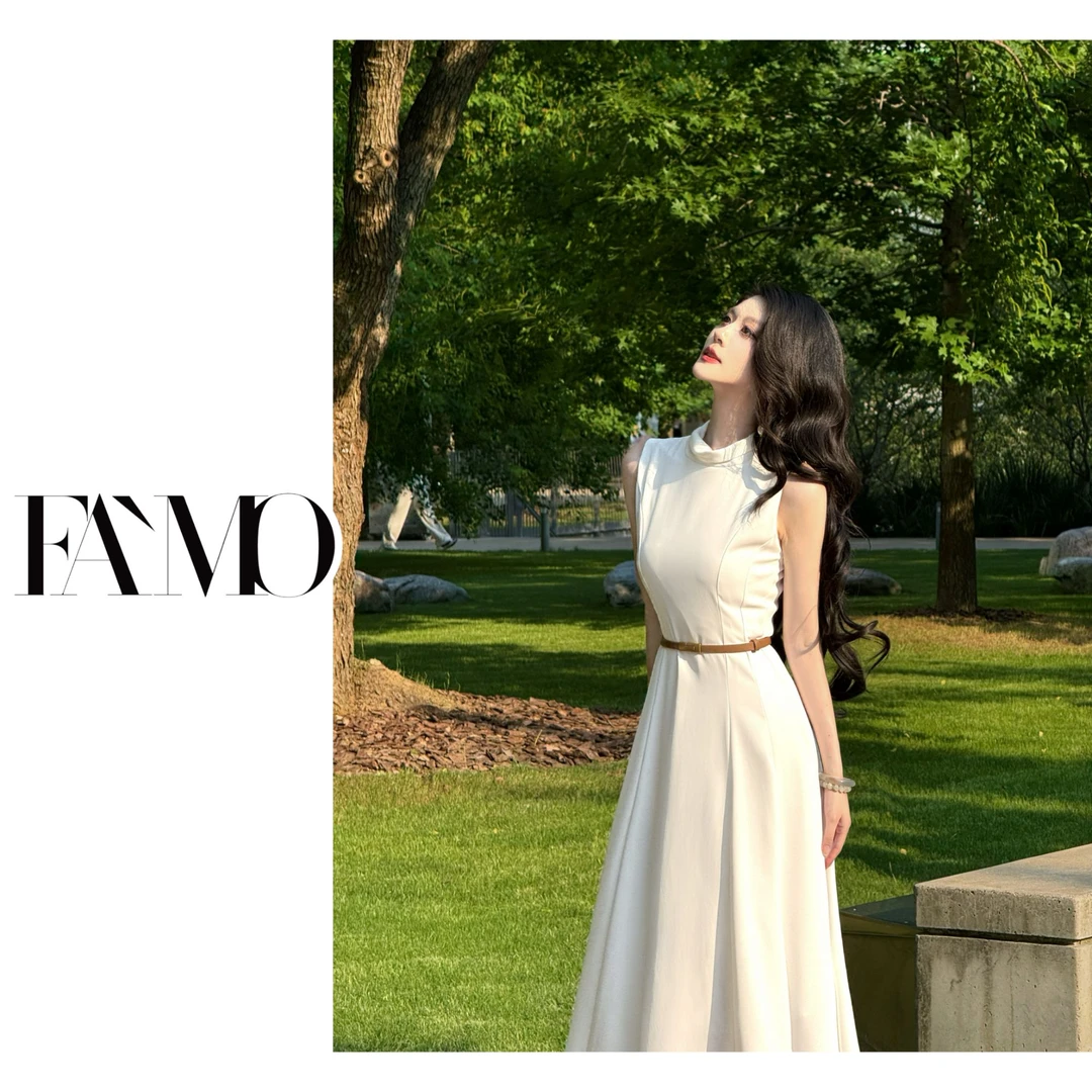 FAMO女装 2025夏装时尚收腰显瘦气质法式收腰连衣裙女装 90570311