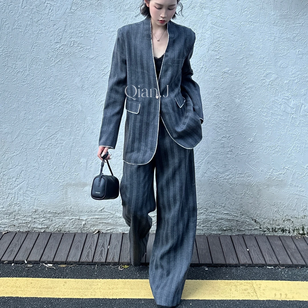 【钱锦家】2025秋冬新款小众设计套装外套+长裤（91171)NO退NO换