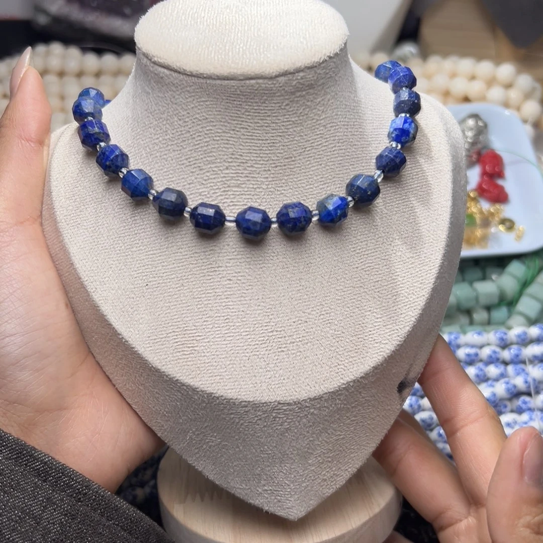 玛瑙/玉髓合金珠宝半成品I492/青金石路路通一条