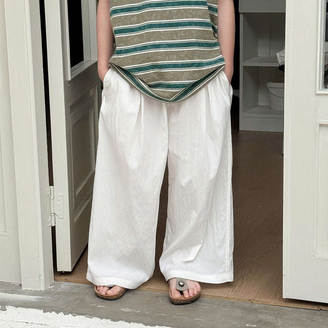 Q【派町现货】夏款儿童韩版时尚纯色简约百搭日常宽松休闲裤CC1030