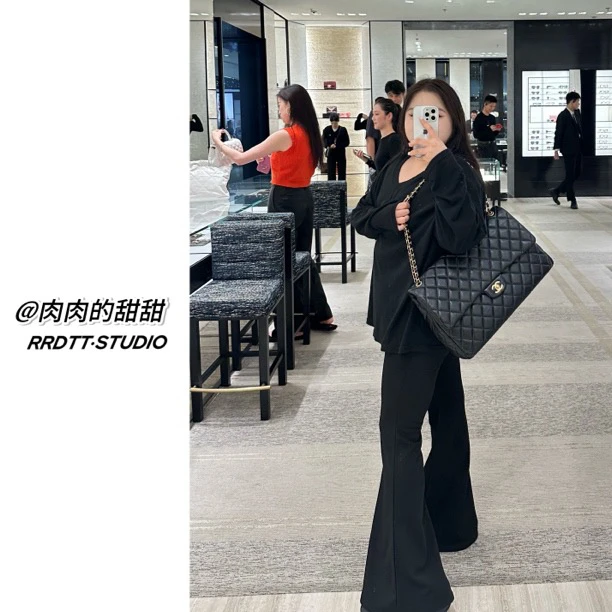 肉肉的甜甜【超模大喇叭3.0】大码胖mm高弹力修身显瘦纯欲微喇裤