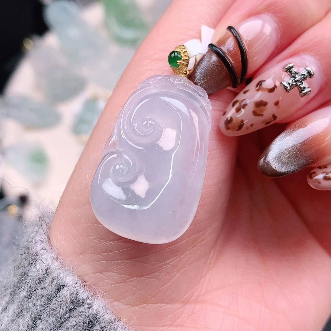 翡翠颈饰18K金镶嵌冰如意38、31.3、20、6