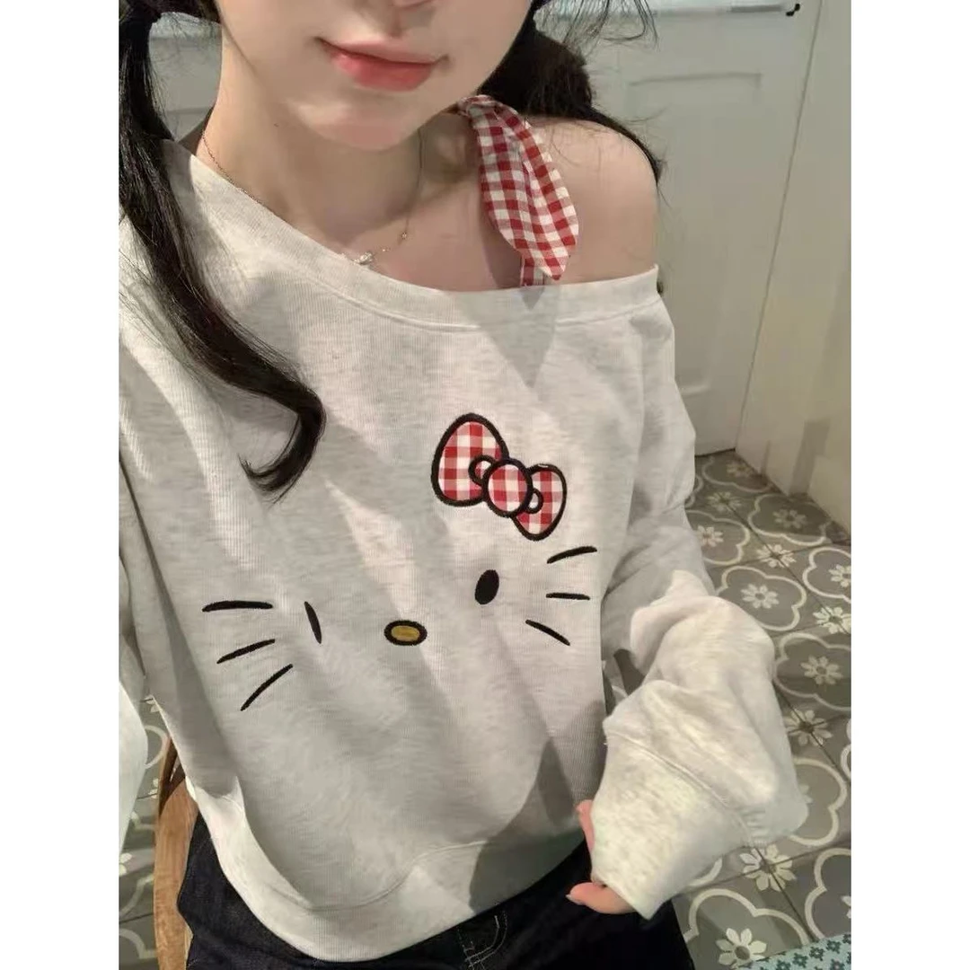 【小巧定制】XQ2633秋季新款甜美显瘦百搭系带绣花卫衣大码女装