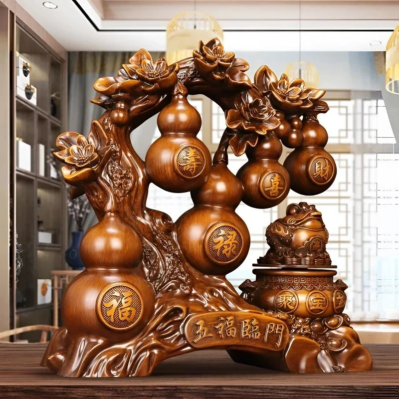 L  五福临门葫芦摆件家居玄关客厅书房装饰品（长28高28cm）