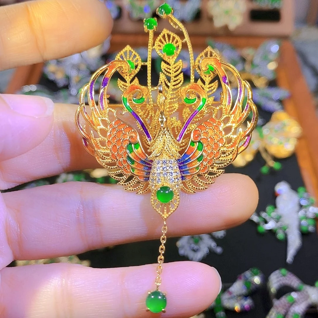 吊坠(不含链)银S925镶嵌翡翠