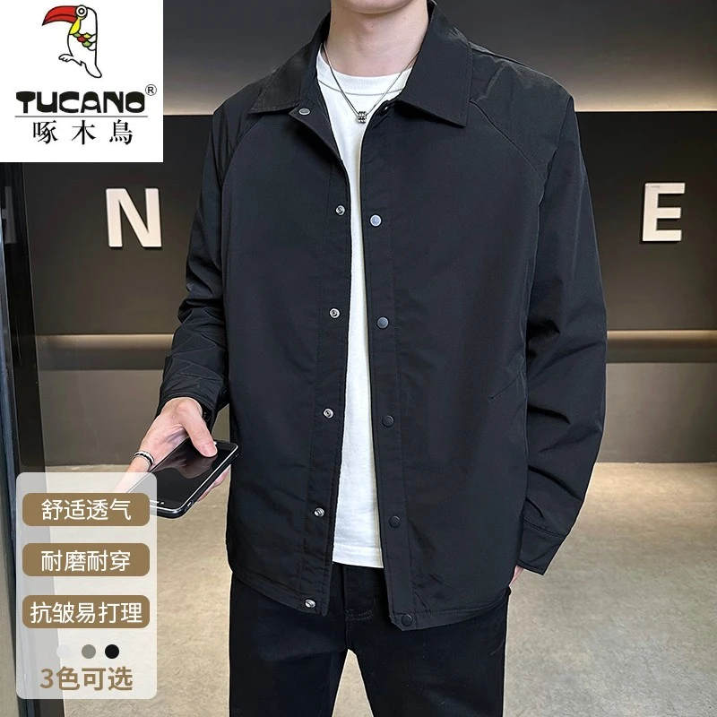 TUCANO/啄木鳥秋季男士免烫抗皱翻领夹克长袖纯色耐磨翻领外套