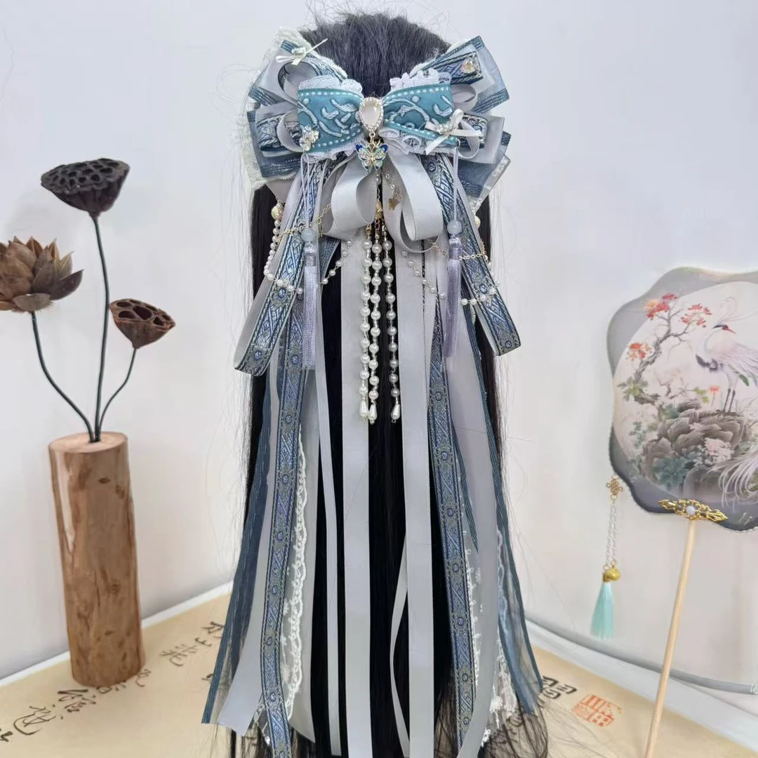 《墨尘烟雨》新国风灰色系搭配汉服高级感头饰发夹配饰