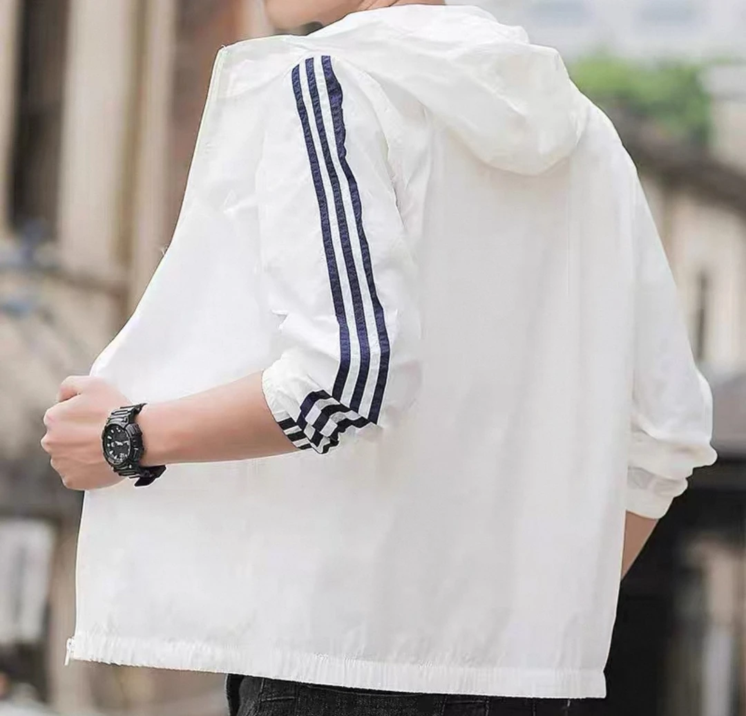 三条杠防晒衣蓝色