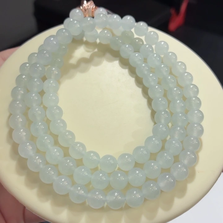 翡翠未镶嵌手链冰胶浅晴底卡7