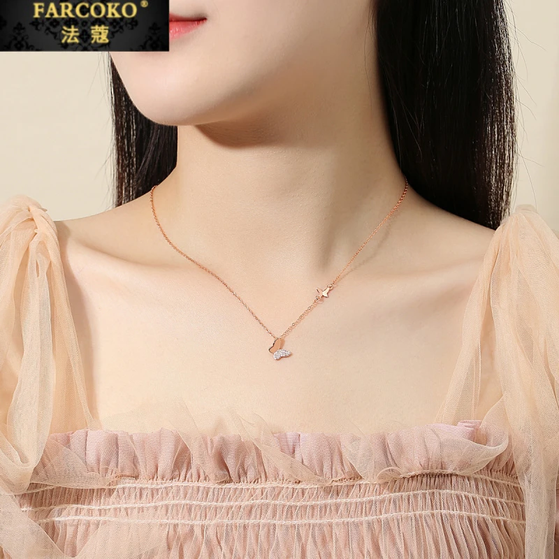 FARCOKO/法蔻 吊坠925银 蝴蝶项链女小众珠宝七夕七夕礼物送女友