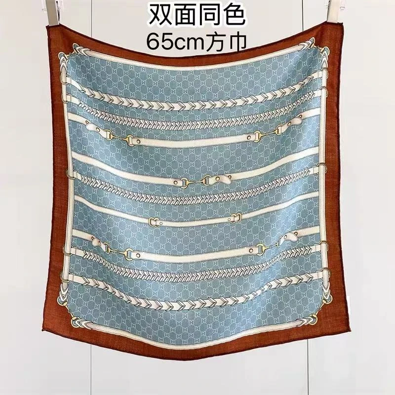 【G家皮带】65*65真丝加羊毛披肩围巾百搭复古气质文艺