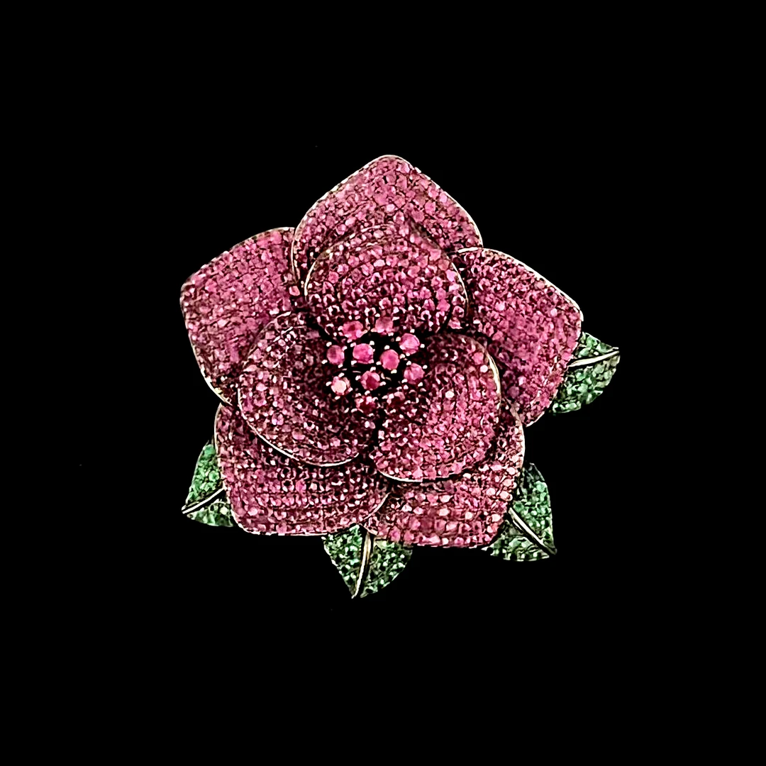 铜合金合成锆石胸针 xz4841花卿 玫红