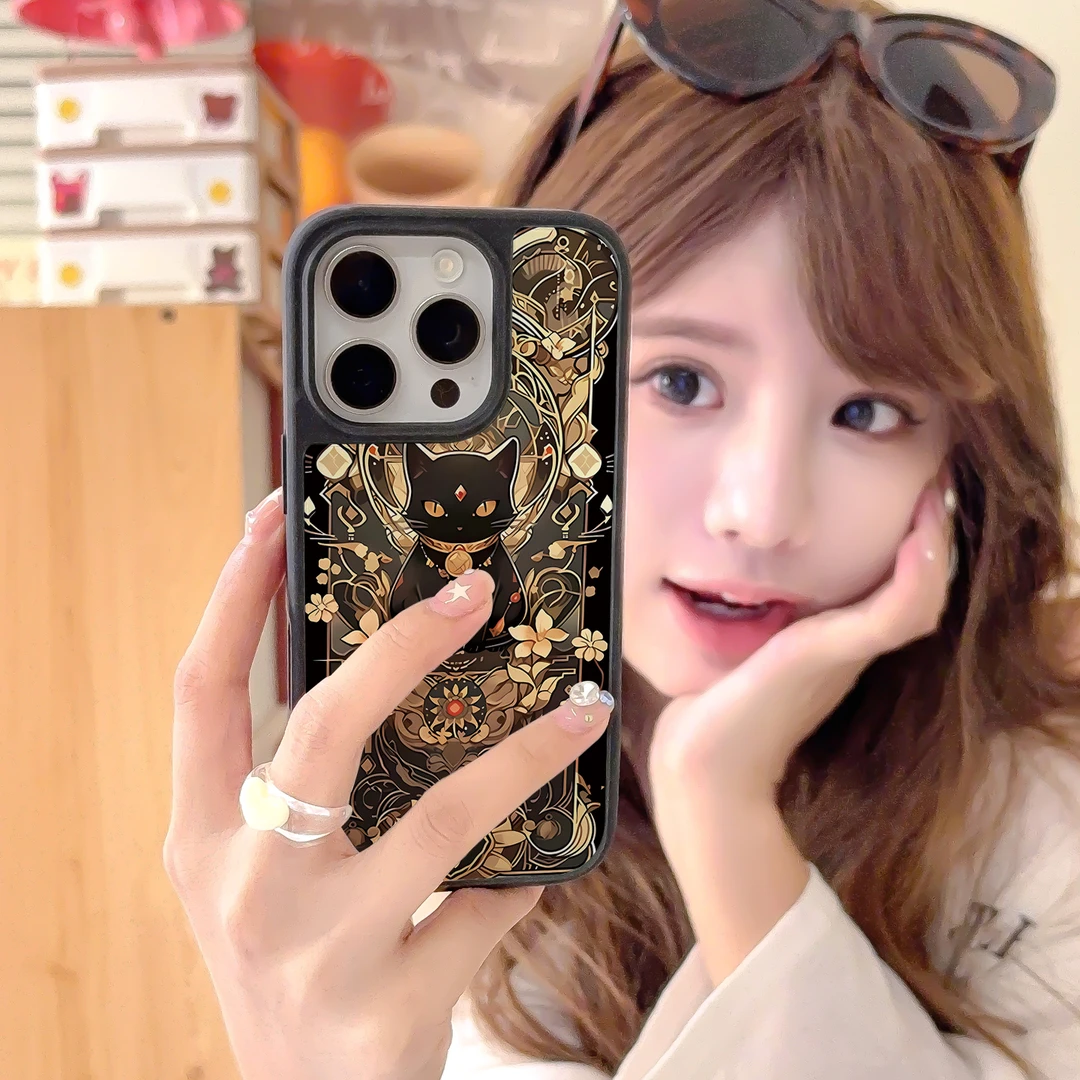 黄金招财猫适用苹果16promax手机壳iphone15新款14全包13防摔磁吸