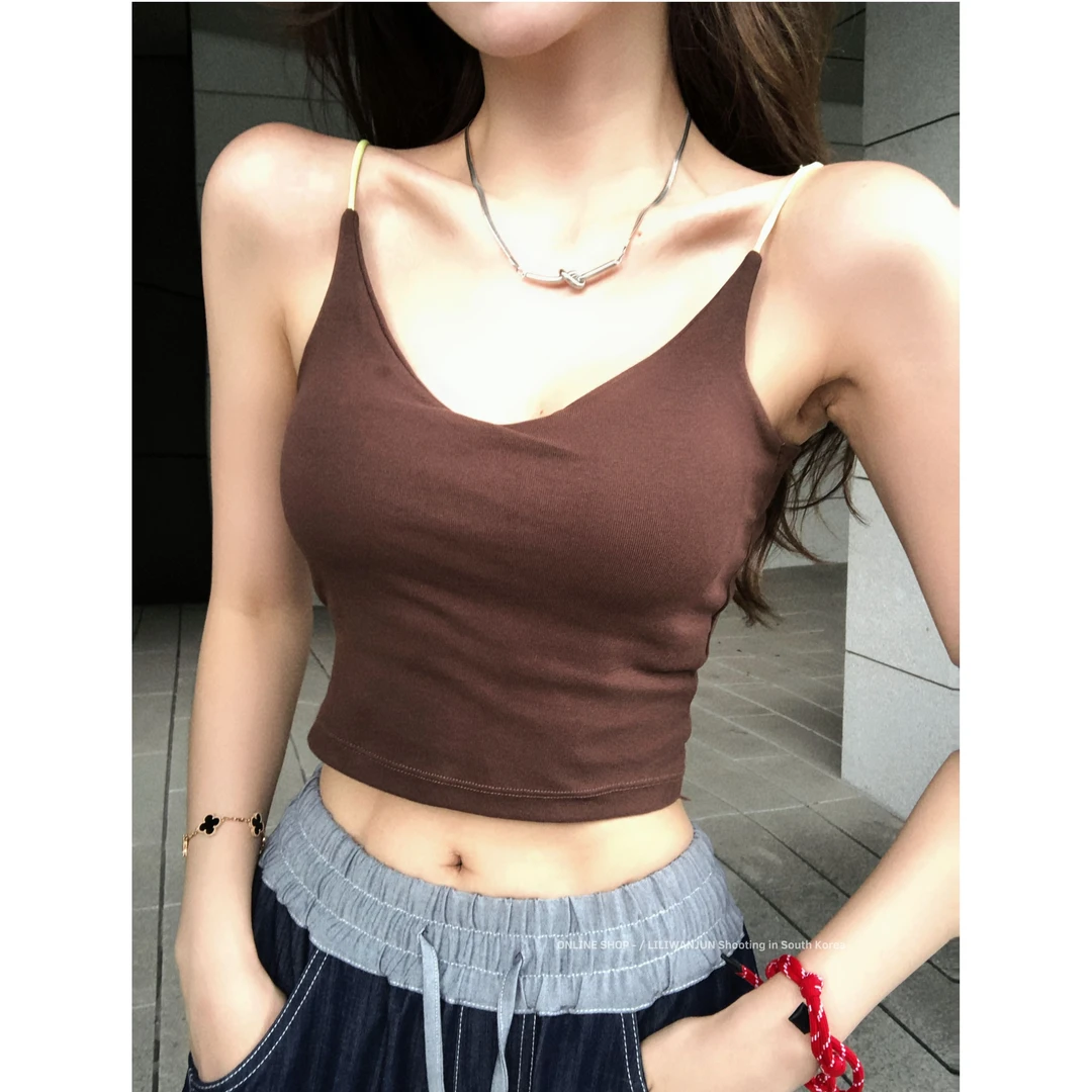 LI婉君 时尚百搭休闲短款女背心打底LWJ24B2T1344