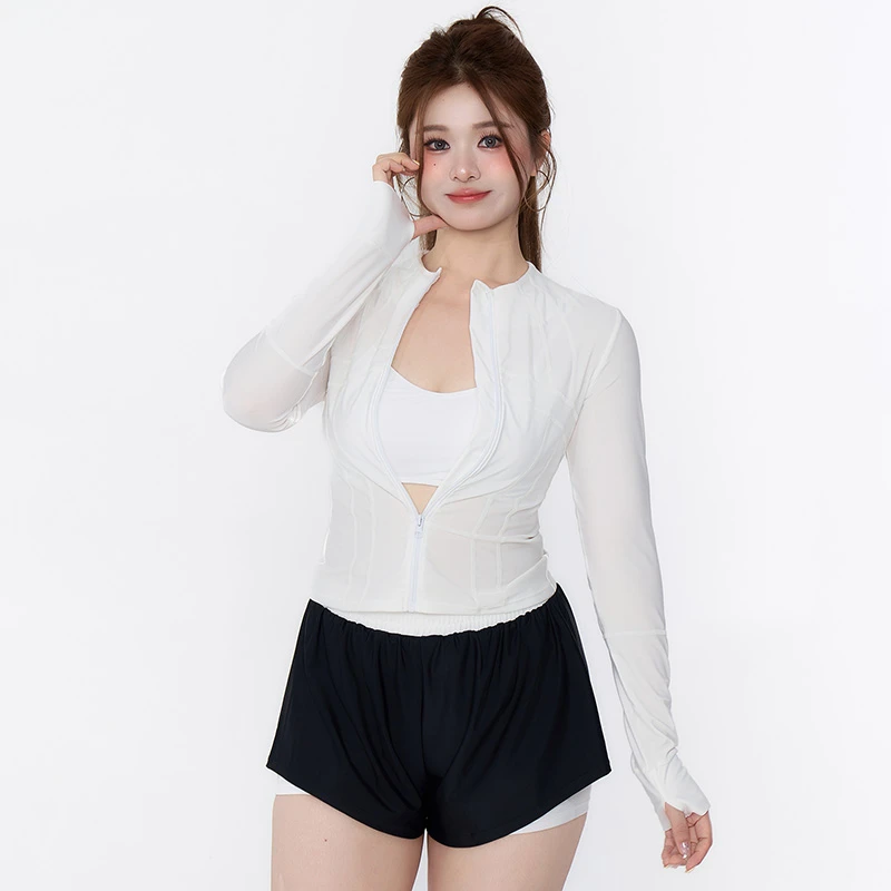 水星说【LuLu】分体运动泳衣女大码三件套防晒罩衫速干平角温泉度假