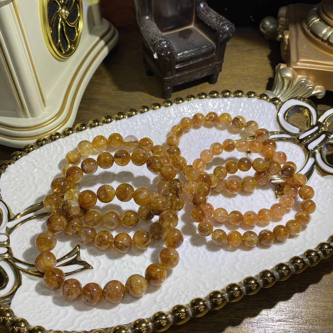 D565-天然黄胶花水晶手串单圈-多样性发其一