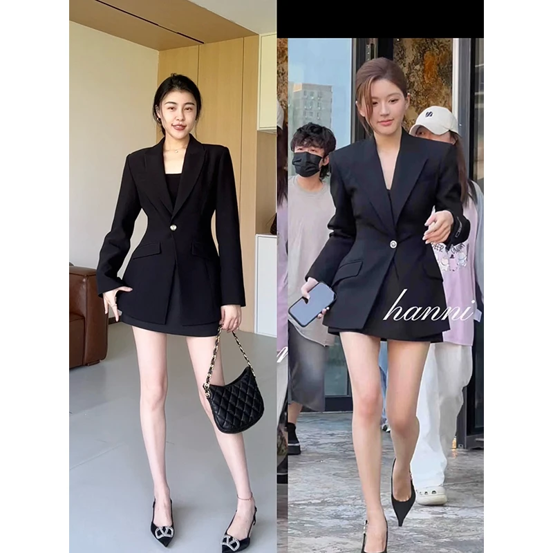 张阿星【高干文女主】2025年新款一粒扣气质深V领收腰西装A版短裙