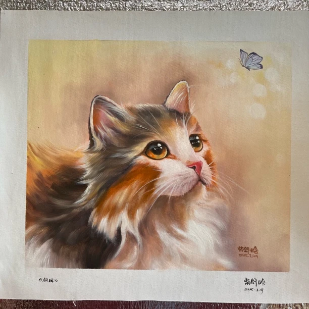 纯手绘布偶猫油画