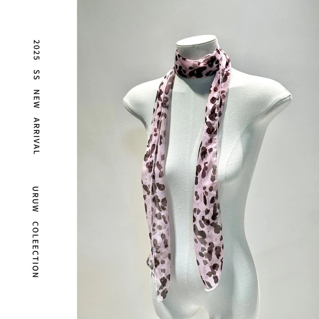 【颖子定制】时尚气质百搭豹纹丝巾女高级感夏季薄款丝巾飘带5060