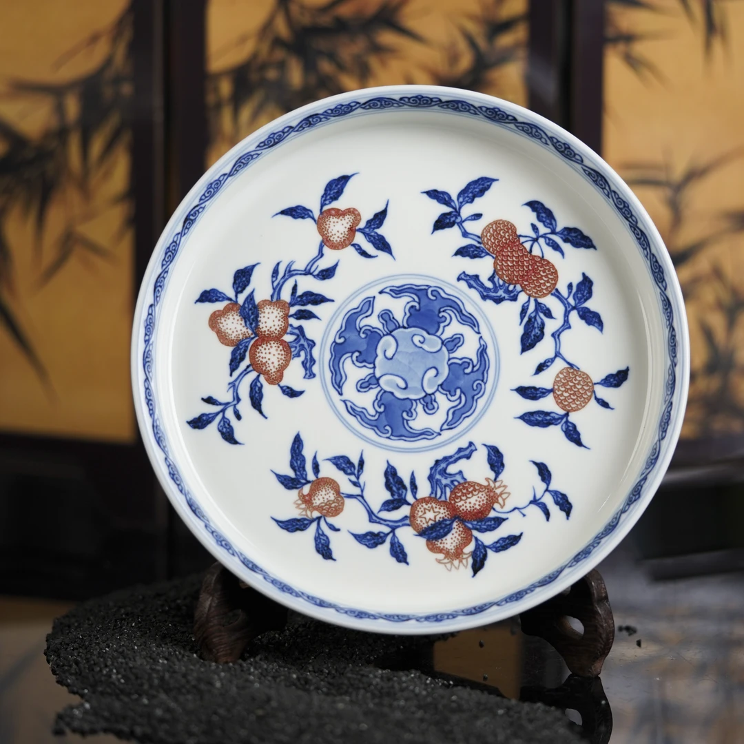 (精选）游玉堂仿明青花釉里红三多壶承景德镇陶瓷高端茶具