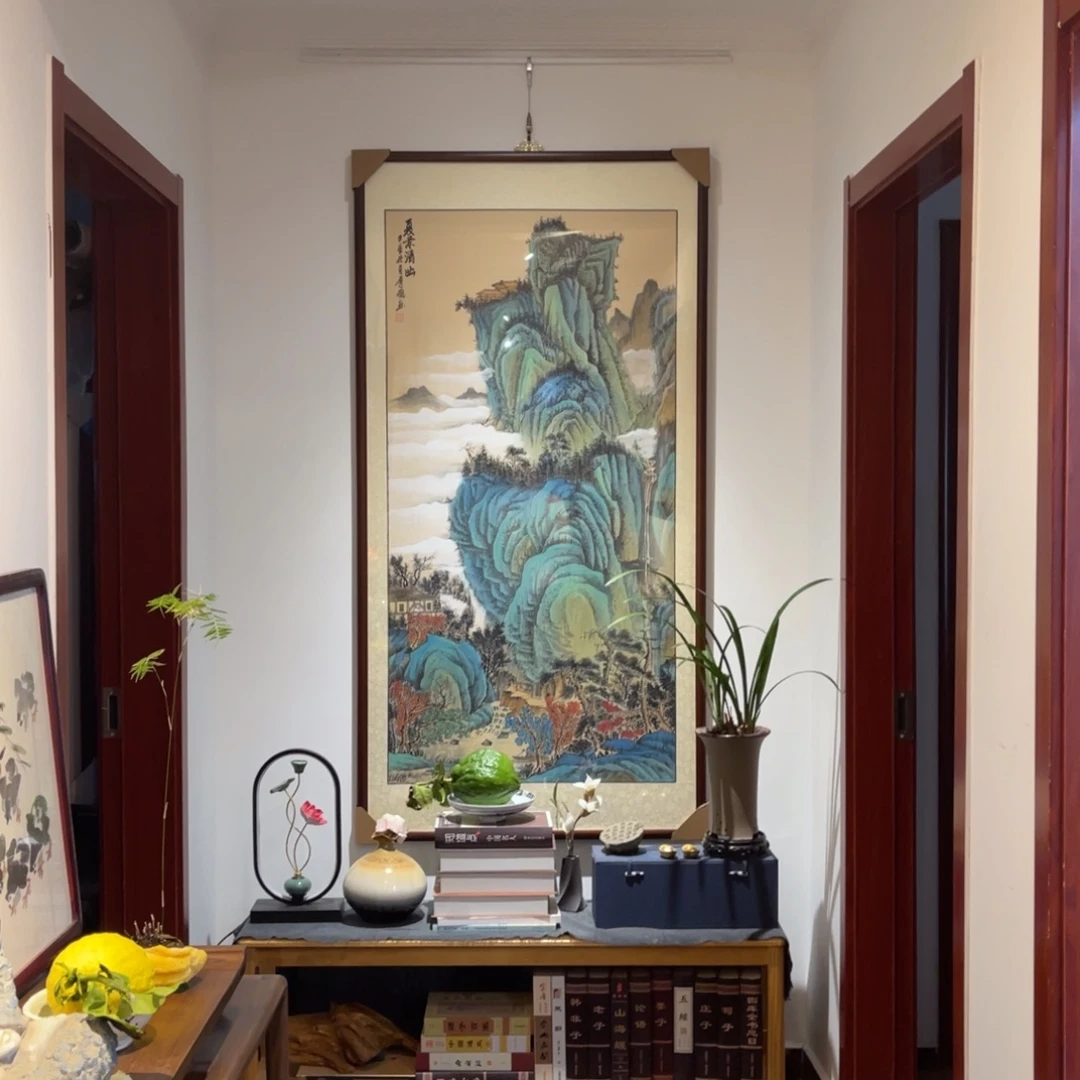 国画夏景清幽四尺成品画框164×84