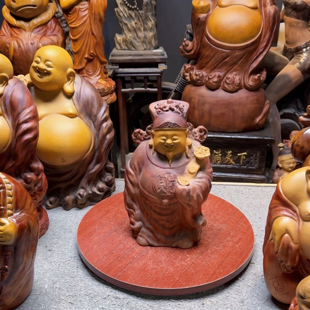 顺***然木如意财神爷香樟木