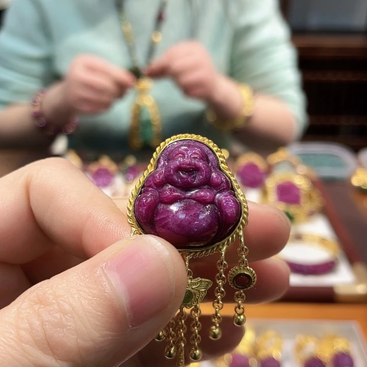 锦纶非金属红宝佛公戒指