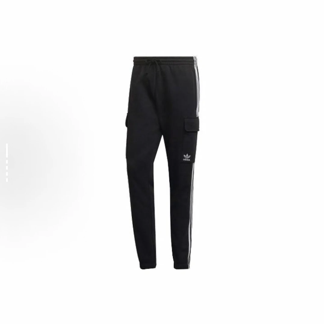 adidas 三叶草 加绒复古束脚运动针织运动裤 男款 黑色HG4829