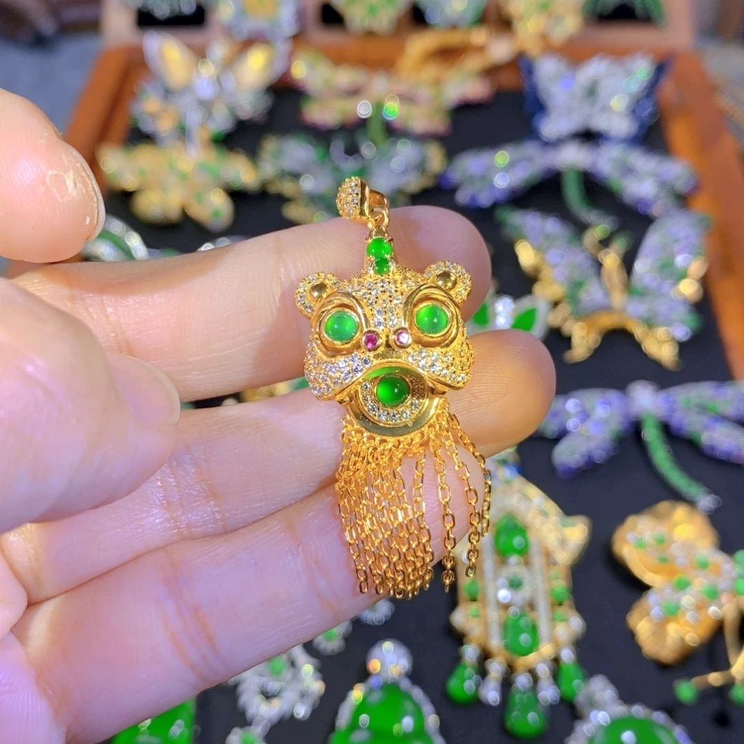 颈饰银S925镶嵌翡翠