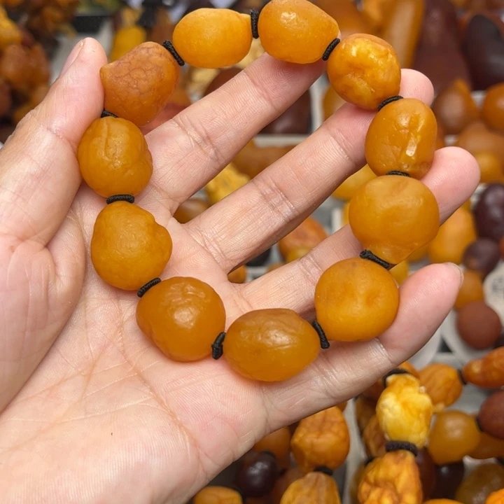 胜***任裸石琥珀未镶嵌天然蜜蜡手串