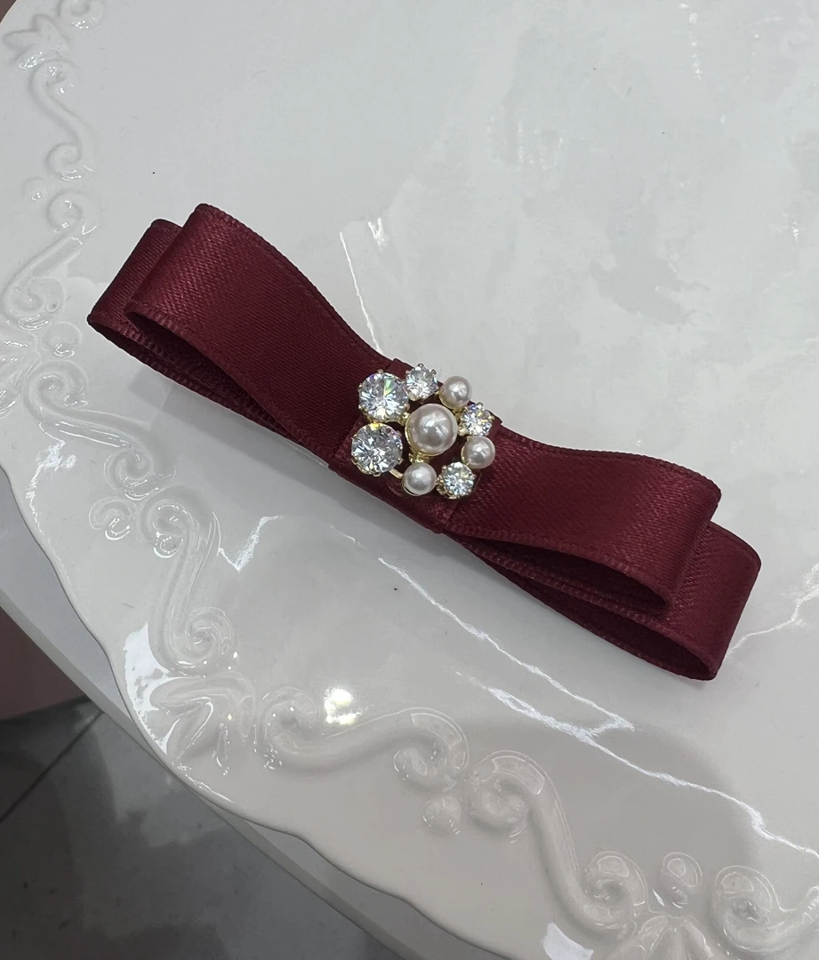 119-14红色珠珠一字夹