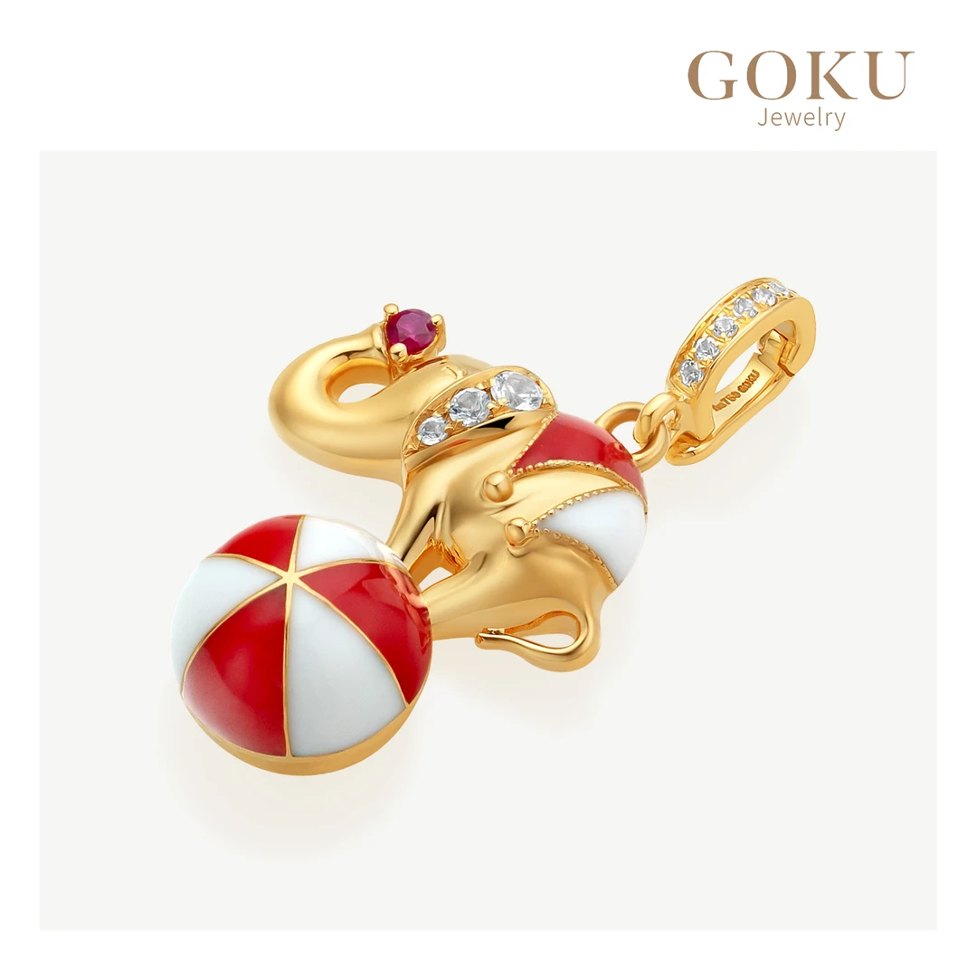 GOKU「马戏团」18K金吊坠女炫舞象宝自由扣头个性设计师款K金颈饰